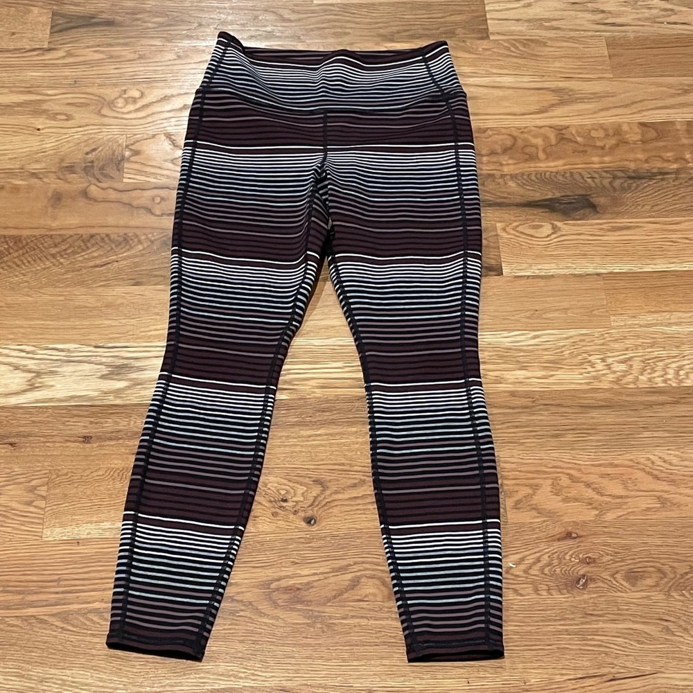 Athleta Black and White Striped Leggings